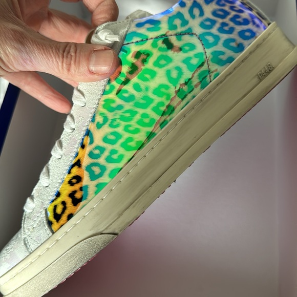 NWB P448 Jack Leopard Print Hologram Low Top Sneakers - Picture 7 of 14